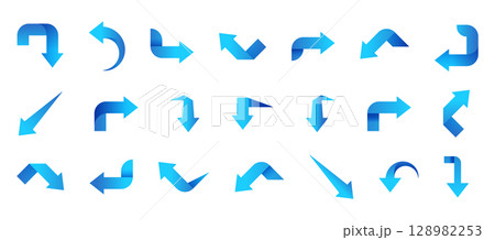 Set of blue arrow icons, pointing up, down, left and right icon 128982253