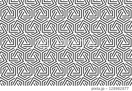Abstract geometric pattern. A seamless vector background. White and black ornament. Graphic modern pattern. Simple lattice graphic design. 128982877