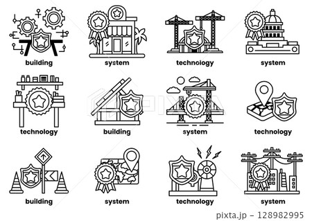 image is a collection of different gears and symbols image is a collection of different gears and symbols 128982995