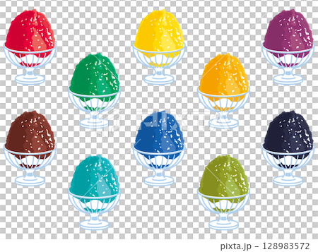 碗中盛裝的刨冰插圖 碗中盛裝的刨冰插圖 128983572