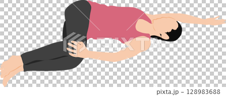 Illustration of a woman doing yoga (stretching) Illustration of a woman doing yoga (stretching) 128983688
