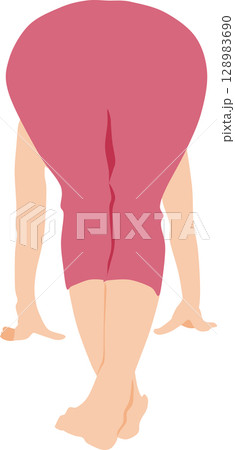 ヨガ(ストレッチ)している女性のイラスト 128983690