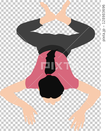 Illustration of a woman doing yoga (stretching) Illustration of a woman doing yoga (stretching) 128983696