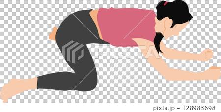 Illustration of a woman doing yoga (stretching) Illustration of a woman doing yoga (stretching) 128983698