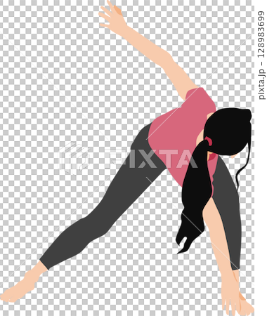 一位女士做瑜珈（伸展運動）的插圖 128983699