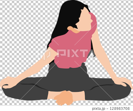 Illustration of a woman doing yoga (stretching) Illustration of a woman doing yoga (stretching) 128983708