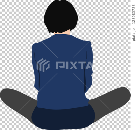 一位盤腿而坐的女商人的插圖 128983728