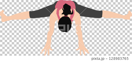 Illustration of a woman doing yoga (stretching) 128983765