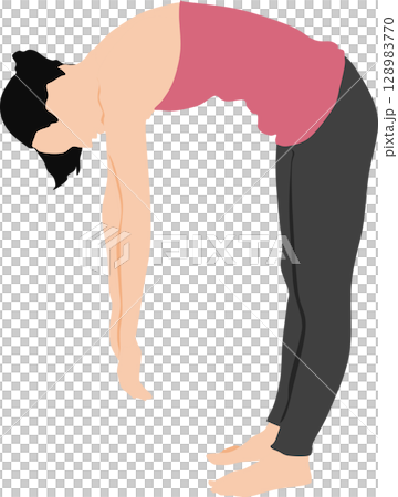 Illustration of a woman doing yoga (stretching) Illustration of a woman doing yoga (stretching) 128983770