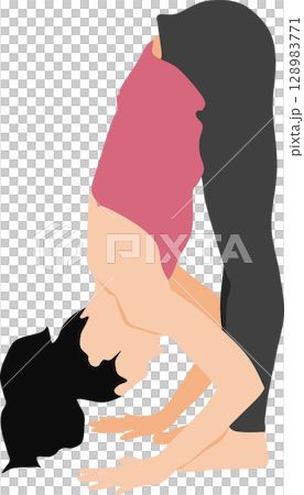 Illustration of a woman doing yoga (stretching) Illustration of a woman doing yoga (stretching) 128983771