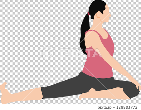 Illustration of a woman doing yoga (stretching) Illustration of a woman doing yoga (stretching) 128983772