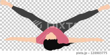 Illustration of a woman doing yoga (stretching) Illustration of a woman doing yoga (stretching) 128983775