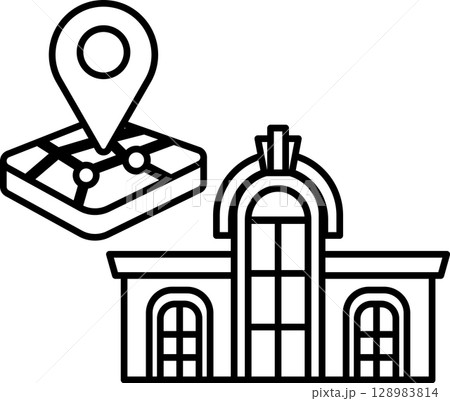 A building with a map of the area around it A building with a map of the area around it 128983814