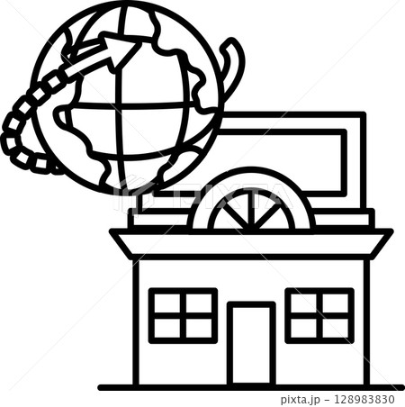 A house with a globe on top of it 128983830