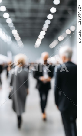 Office workers walking in modern corporate building hallway during morning rush hour with light reflection in urban workplace environment Office workers walking in modern corporate building hallway during morning rush hour with light reflection in urban workplace environment 128984327