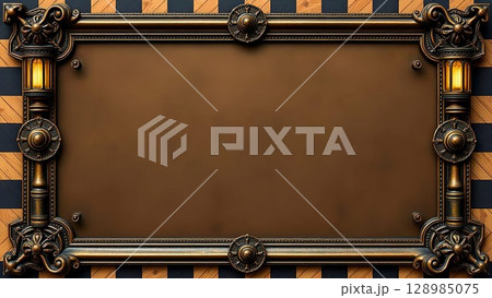 ゴシックスチームパンクなフレーム背景素材 128985075