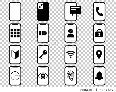 16 個單色智慧型手機圖示集 128985185