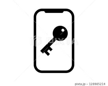 スマホとパスワードのアイコン　モノトーン 128985214