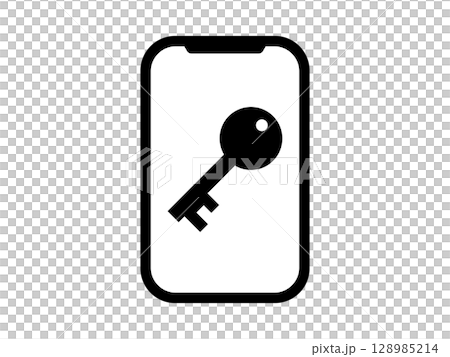 スマホとパスワードのアイコン　モノトーン 128985214
