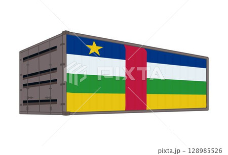 Central African Republic national flag with shipping container 128985526
