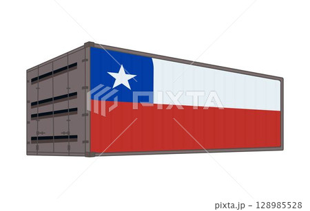 Chile national flag with shipping container 128985528