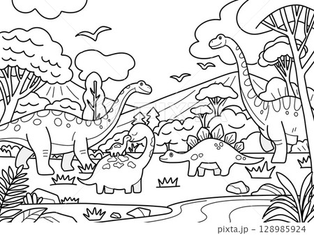 恐竜の塗り絵 恐竜の塗り絵 128985924