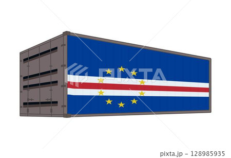 Cape Verde national flag with shipping container 128985935