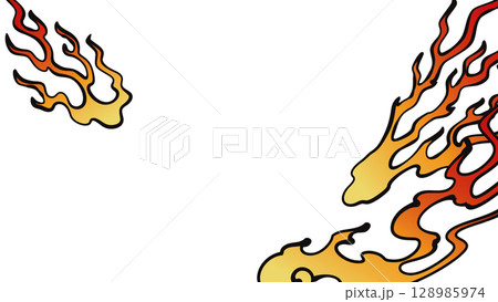 和風の炎の背景イラスト_手書き風_赤 128985974