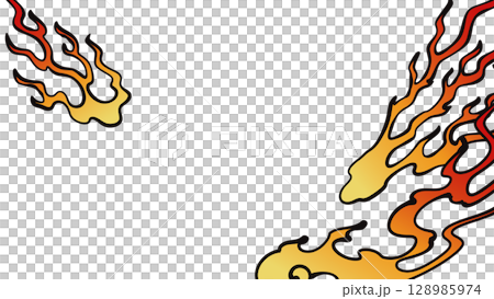 和風の炎の背景イラスト_手書き風_赤 128985974