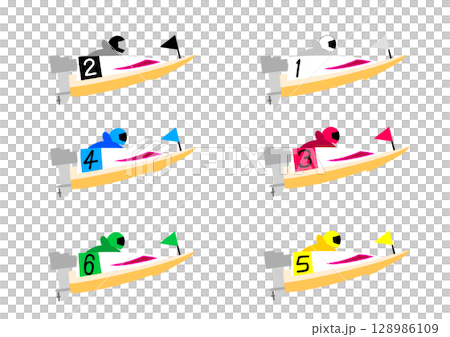 Racing boat set 128986109