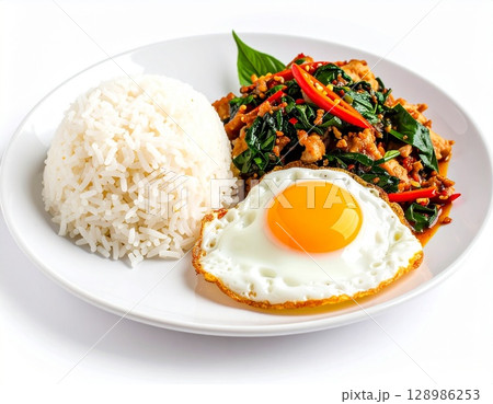 fried rice with pork and beef 128986253