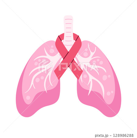 Human lung with cancer ribbon 128986288