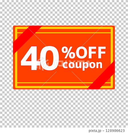 Illustration of a red discount coupon showing 40 percent off 128986623