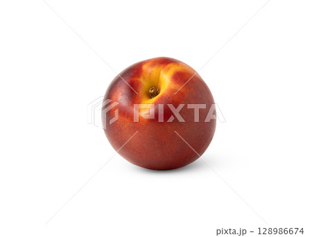 Fresh nectarine fruit isolated. Single nectarine peach fruit with clipping path Fresh nectarine fruit isolated. Single nectarine peach fruit with clipping path 128986674