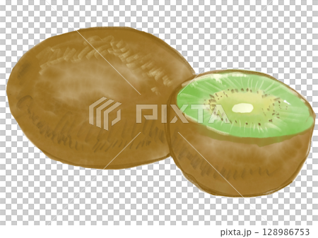 Watercolor illustration of fresh kiwi fruit cut in half Watercolor illustration of fresh kiwi fruit cut in half 128986753