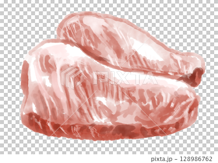 Hand-drawn watercolor illustration of fresh and delicious wagyu beef meat Hand-drawn watercolor illustration of fresh and delicious wagyu beef meat 128986762