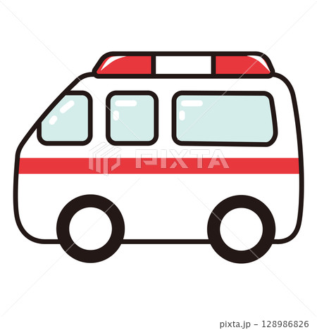 シンプルな救急車のイラスト 128986826