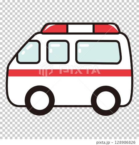 シンプルな救急車のイラスト 128986826