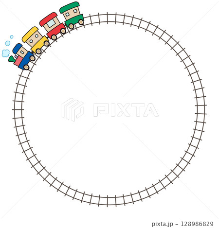 汽車と線路の丸いフレーム 128986829