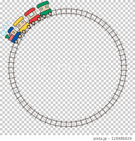 汽車と線路の丸いフレーム 128986829