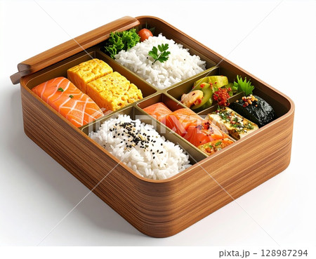 plastic box with chicken eggs 128987294