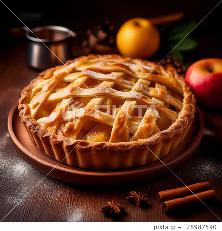 Savory Pastry Pie with Delicious Fillings 128987590