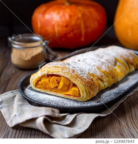 Warm Pumpkin Pie for Cozy Fall Days 128987643