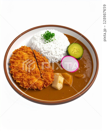 japanese curry isolated on white background japanese curry isolated on white background 128987659