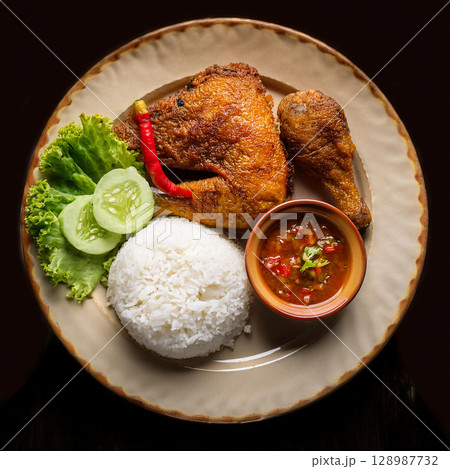 Crispy Ayam Penyet Javanese Fried Chicken 128987732