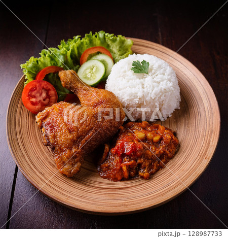 Crispy Ayam Penyet Javanese Fried Chicken 128987733