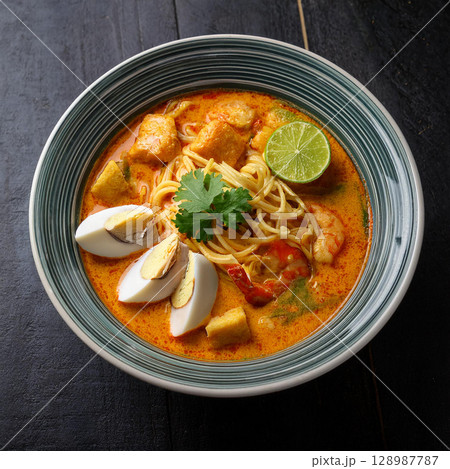 Savory Curry Laksa with Coconut Broth 128987787
