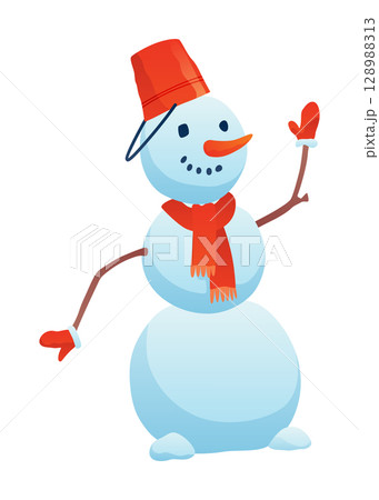Winter nature design element set. Snow symbol, snowman. Snowy decoration isolated on white background. Vector cartoon illustration Winter nature design element set. Snow symbol, snowman. Snowy decoration isolated on white background. Vector cartoon illustration 128988313