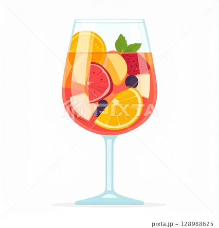 red cocktail with orange and orange red cocktail with orange and orange 128988625