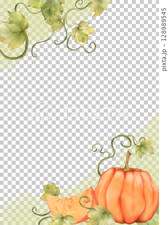 Hand-drawn Autumn Harvest Frame illustration with Pumpkins and Leaves. Fall Season Design Element for Cards and Invitations. Hand-drawn Autumn Harvest Frame illustration with Pumpkins and Leaves. Fall Season Design Element for Cards and Invitations. 128989545
